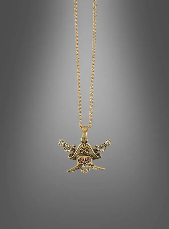 Piraten Totenkopf Kette goldfarben