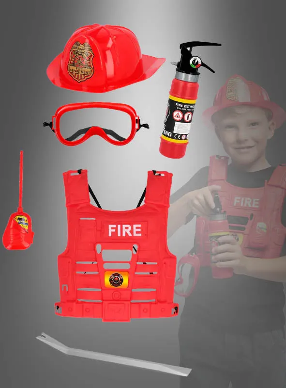Feuerwehrmann Kostüm Set für Kinder