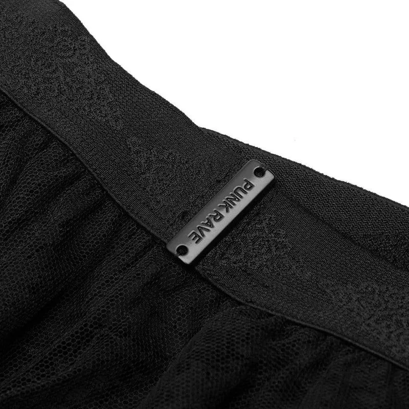 Frauen Goth Floral Lace Mesh Irrgular Maxirock