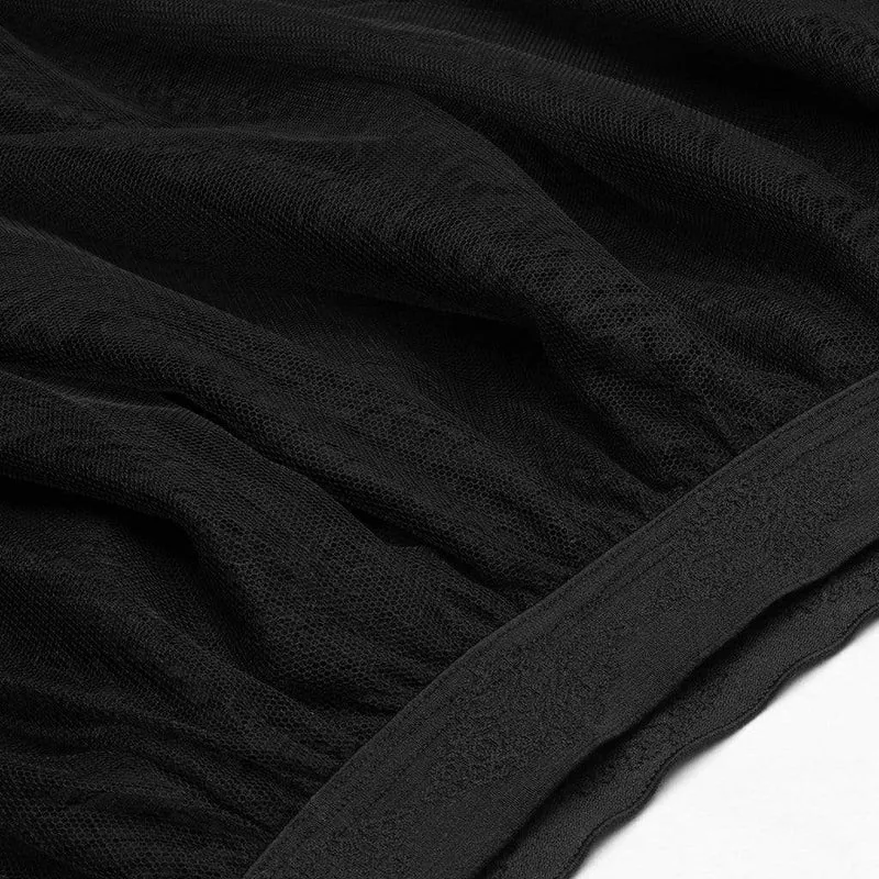 Frauen Goth Floral Lace Mesh Irrgular Maxirock