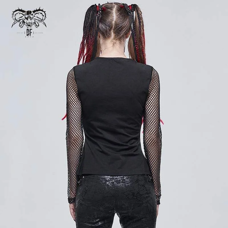 Gothic-Splice-Top mit Ausschnitten für Damen