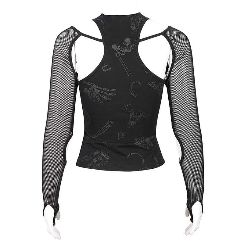 Gothic Splice Top mit Pentagramm-Ausschnitt für Damen