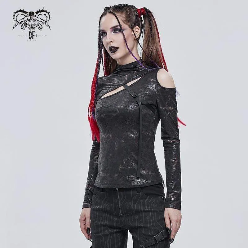 Damen Gothic Cutout Schnalle Slim Fitted Top Bronze