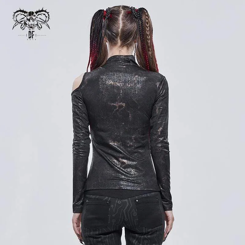 Damen Gothic Cutout Schnalle Slim Fitted Top Bronze