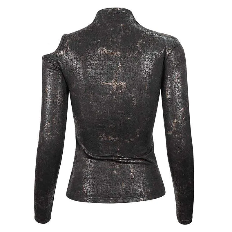 Damen Gothic Cutout Schnalle Slim Fitted Top Bronze