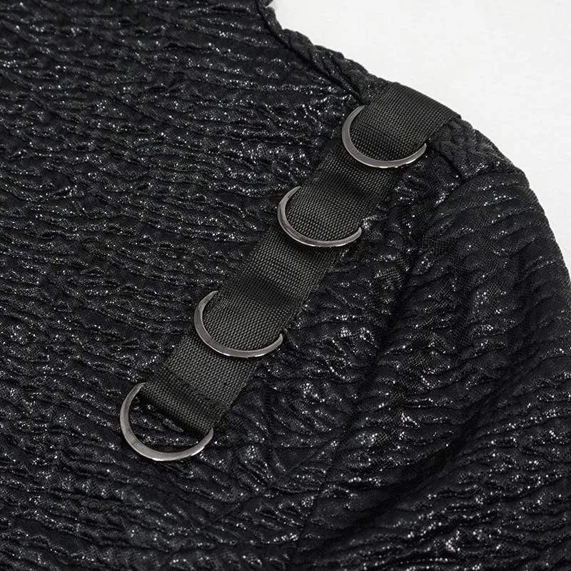 Damen Gothic unregelmäßiger Rollkragenpullover mit Rüschen