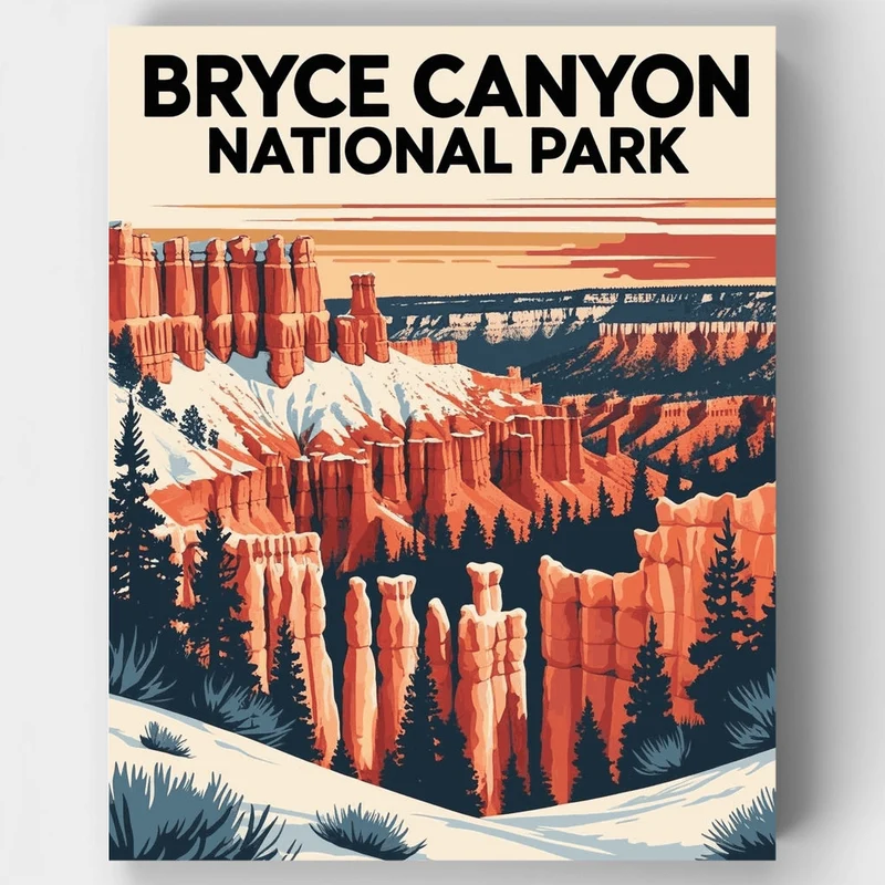 Bryce Canyon National Park Winter Hoodoos - Paint by Numbers Kit