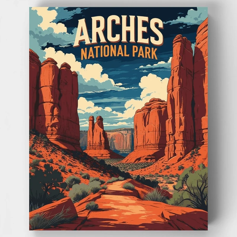 Arches National Park Red Rock Spires Trail - Paint by Numbers Kit