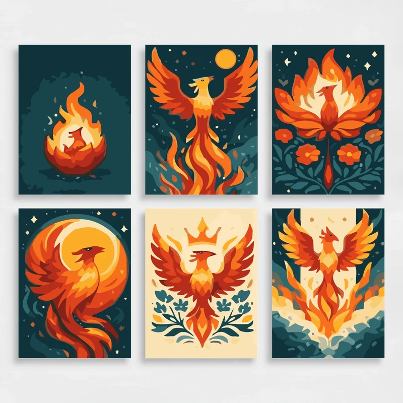 Phoenix Rising - Mini Paint by Numbers Set