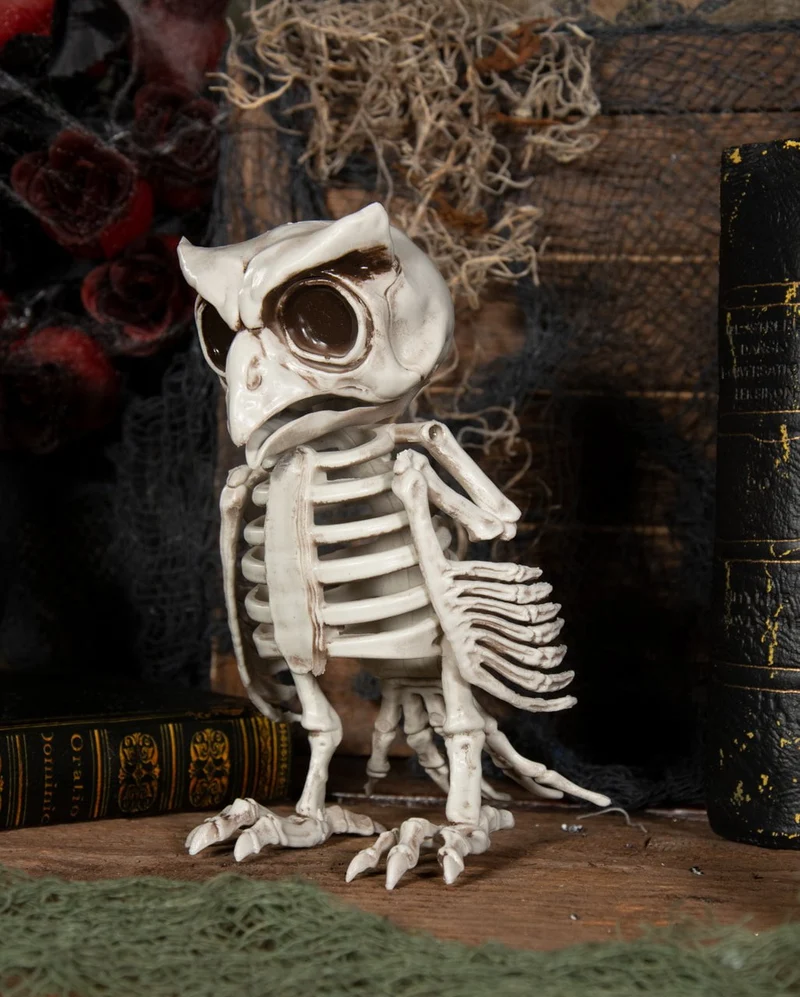 Eulen Skelett als Halloween Deko 17,5cm
