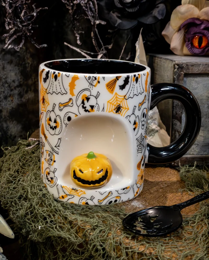 Halloween Kürbis Motiv Tasse mit Mini Kürbis