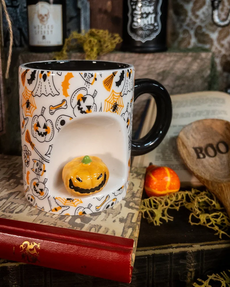 Halloween Kürbis Motiv Tasse mit Mini Kürbis