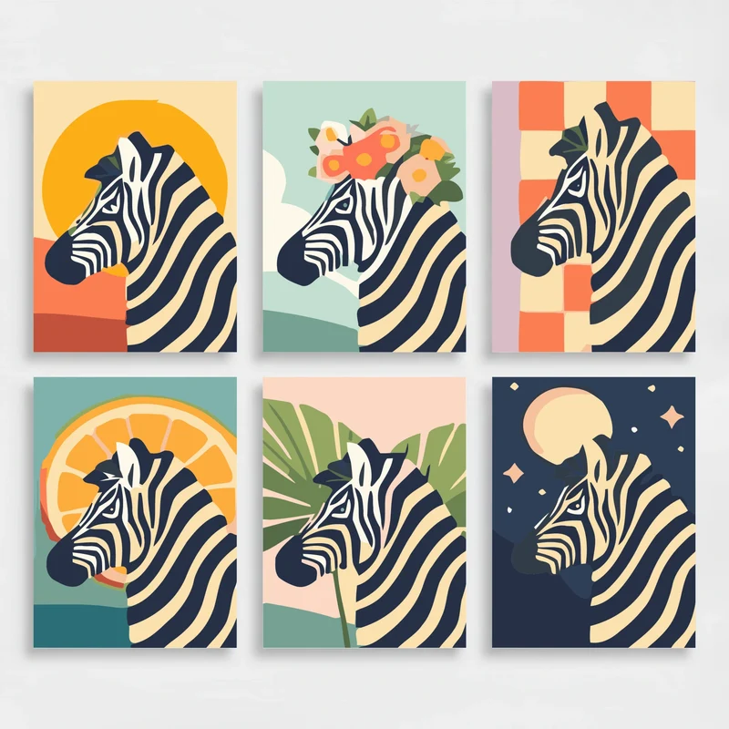 Zebras - Mini Paint by Numbers Set