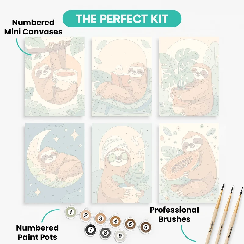 Sloths - Mini Paint by Numbers Set
