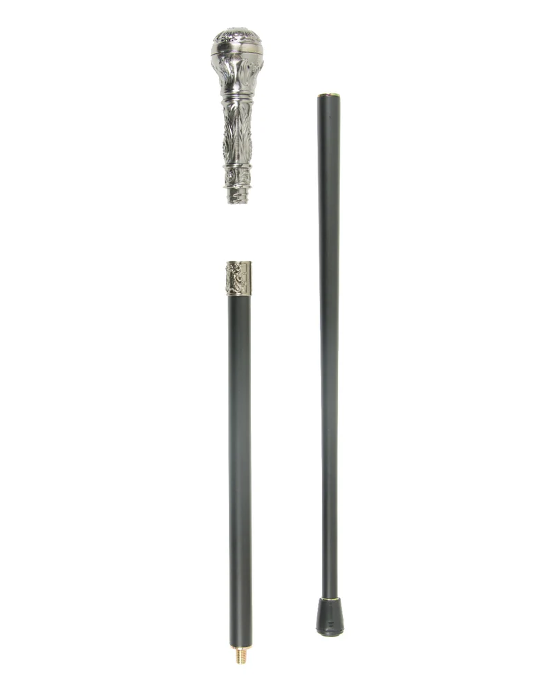 Spazierstock mit rundem silbernen Knauf 95cm