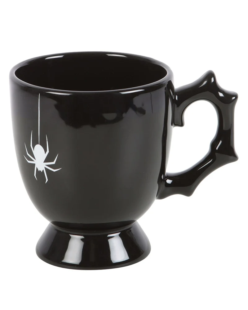 Schwarze Keramik Teetasse mit Spinne 11cm