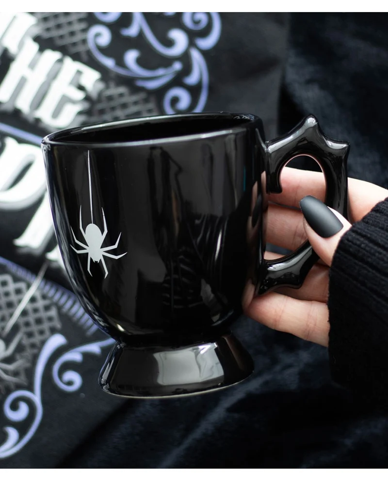Schwarze Keramik Teetasse mit Spinne 11cm