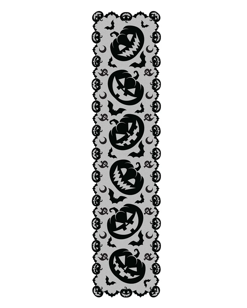 Halloween Kürbis Tischläufer aus Spitze 45x200cm