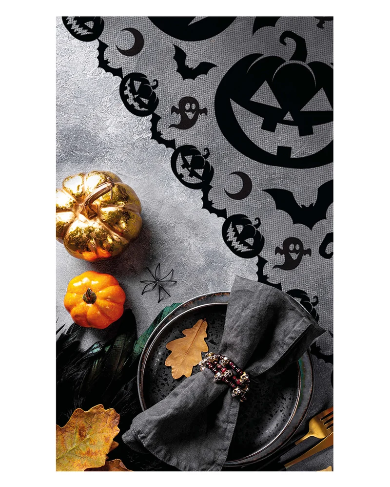 Halloween Kürbis Tischläufer aus Spitze 45x200cm