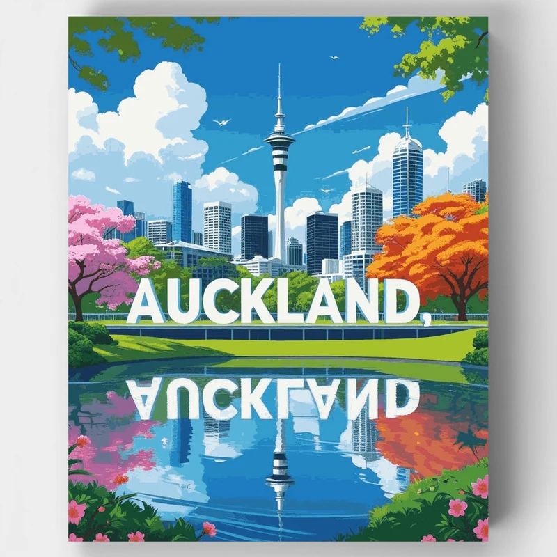 Auckland, New Zealand - Paint by Numbers Kit