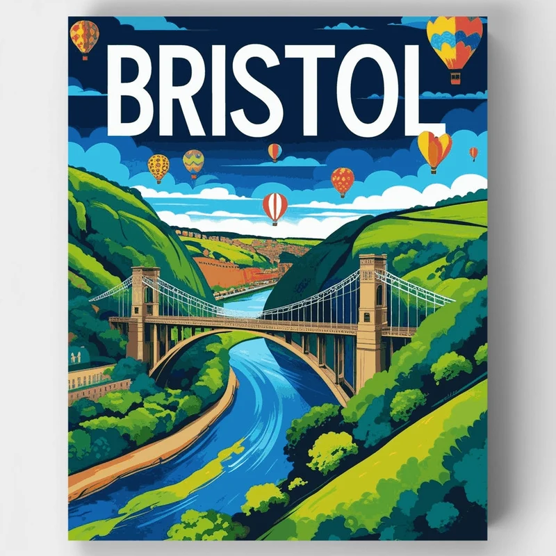 Bristol Clifton Bridge and Avon Gorge Balloon Festival - Paint by Numbers Kit