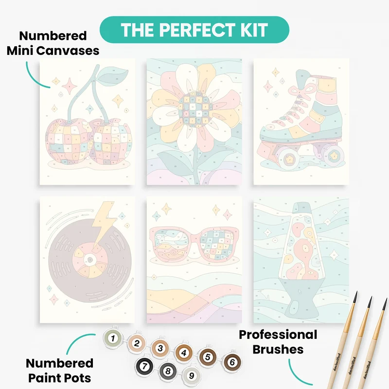 Groovy Retro - Mini Paint by Numbers Set