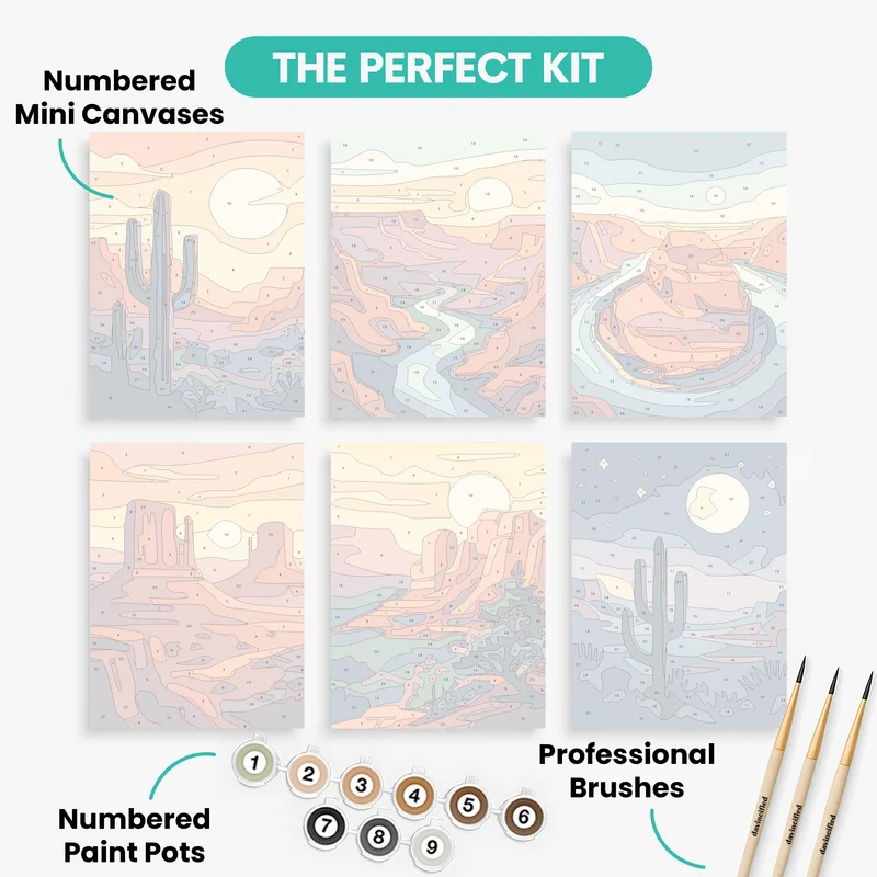Arizona Desert Landscapes - Mini Paint by Numbers Set