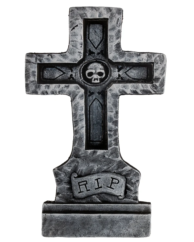 R.I.P. Grabsteinkreuz mit Totenkopf 60cm