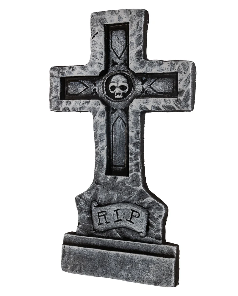 R.I.P. Grabsteinkreuz mit Totenkopf 60cm