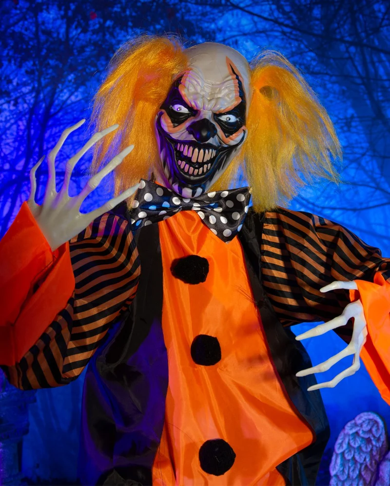 Gnarly Doodle Horror Clown mit Bewegung, Licht & Sound 163cm