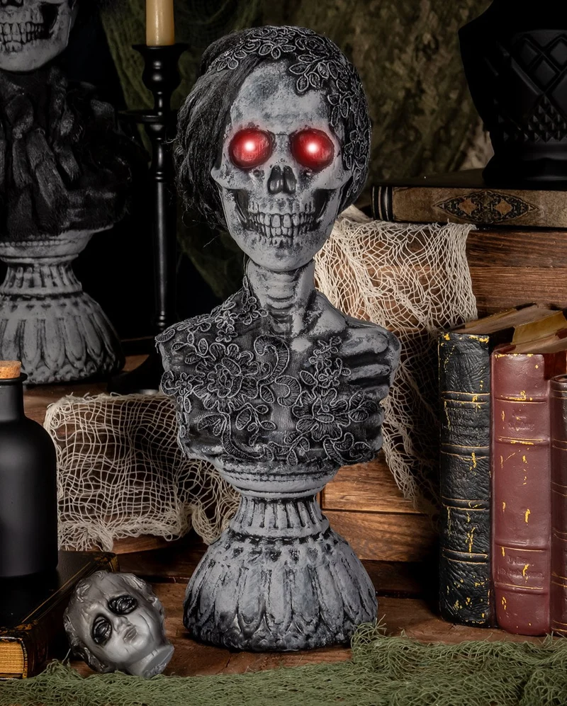 Spooky Geisterbüste "Lady Gruesome" mit Sound & Licht 38cm