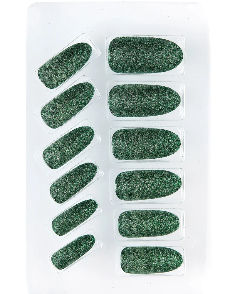 Smaragdgrüne Glitzer Fingernägel 12 St.