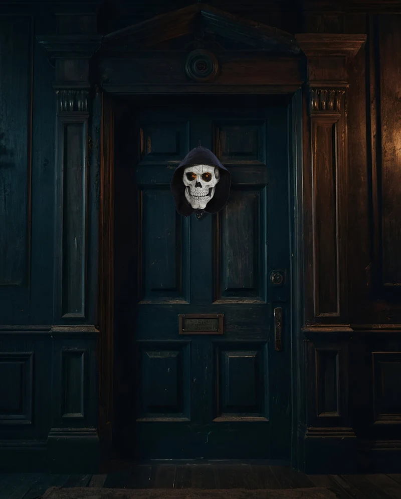 Sprechender Grim Reaper Schädel als Türklopfer