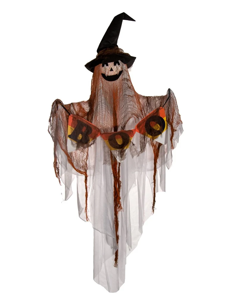 Schwebender Geist mit Hexenhut, Bewegung, Sound & Light 120cm