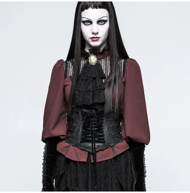 Frauen Gothic Lolita Lace Up Kunstleder Gürtel