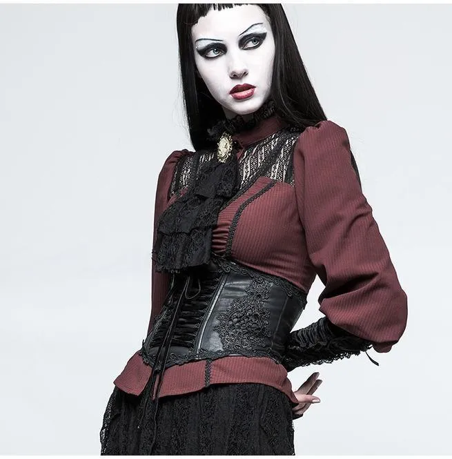 Frauen Gothic Lolita Lace Up Kunstleder Gürtel