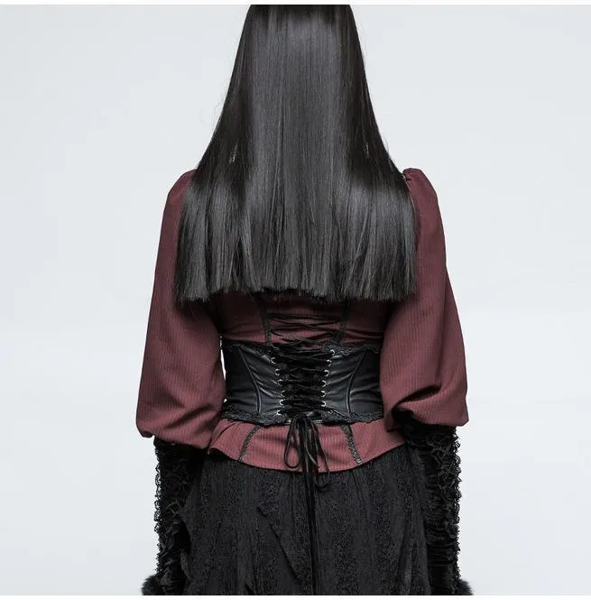 Frauen Gothic Lolita Lace Up Kunstleder Gürtel