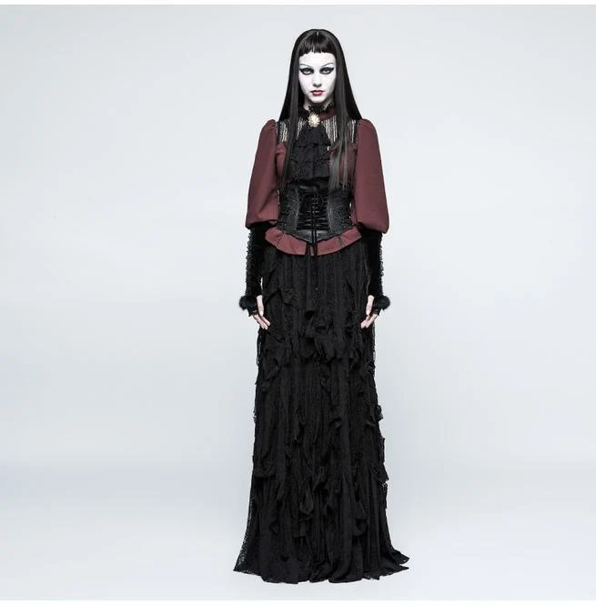 Frauen Gothic Lolita Lace Up Kunstleder Gürtel