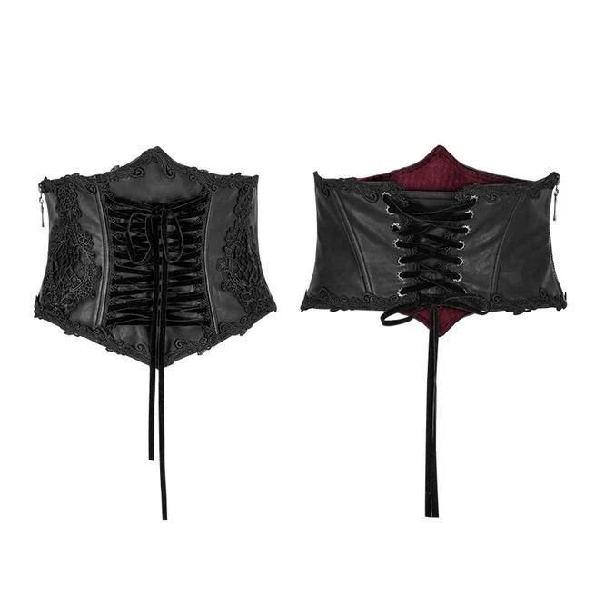 Frauen Gothic Lolita Lace Up Kunstleder Gürtel