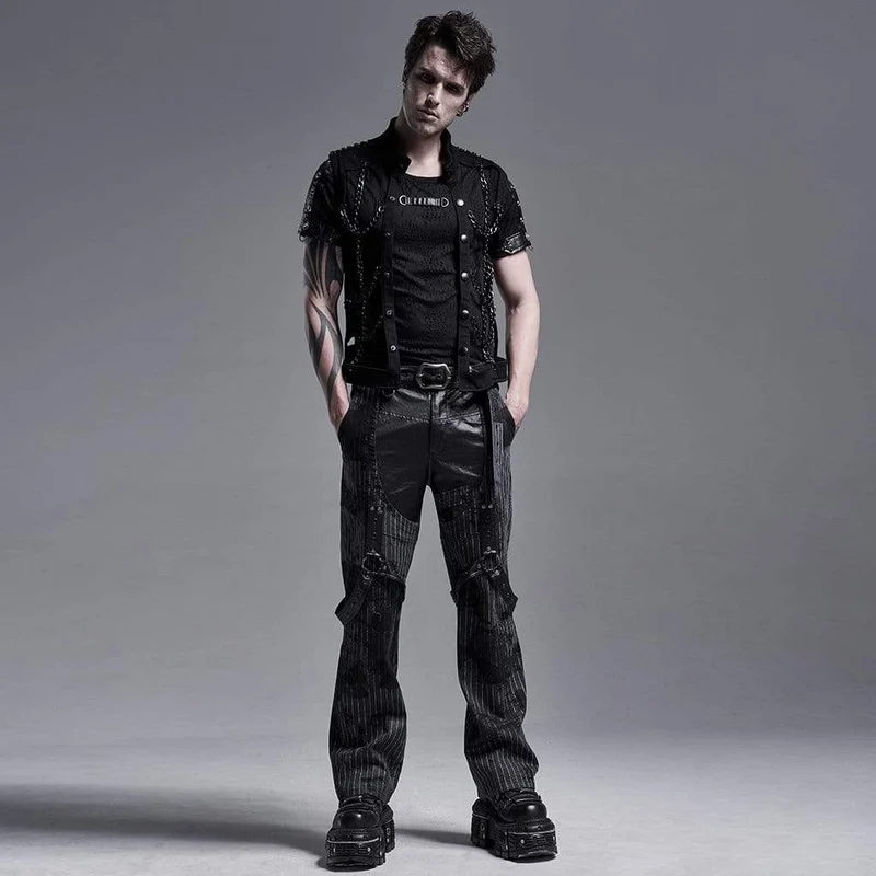 Gothic Stand Collar Herren Einreiher Cutout Body Harnesses