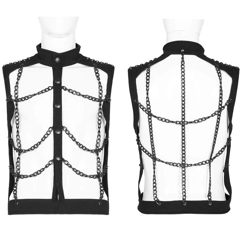 Gothic Stand Collar Herren Einreiher Cutout Body Harnesses