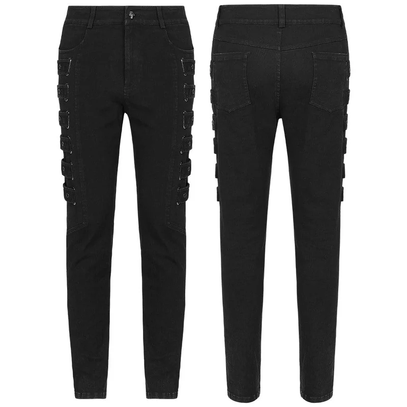 Herren Gothic Fitted Pants With Chains