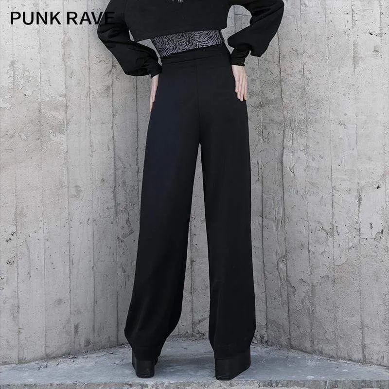 Damen Gothic Strappy Splicing Mesh Straight Pants