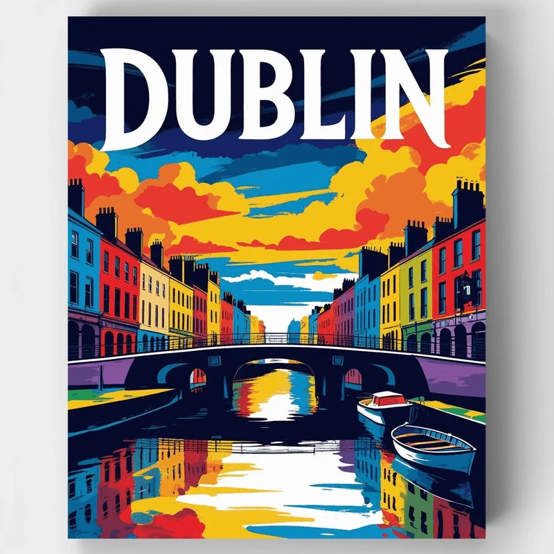 Dublin Colorful Canal Bridge - Paint by Numbers Kit