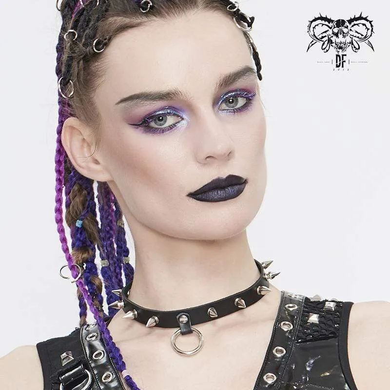 Frauen Punk Black Spike Nieten Halsband Halsband