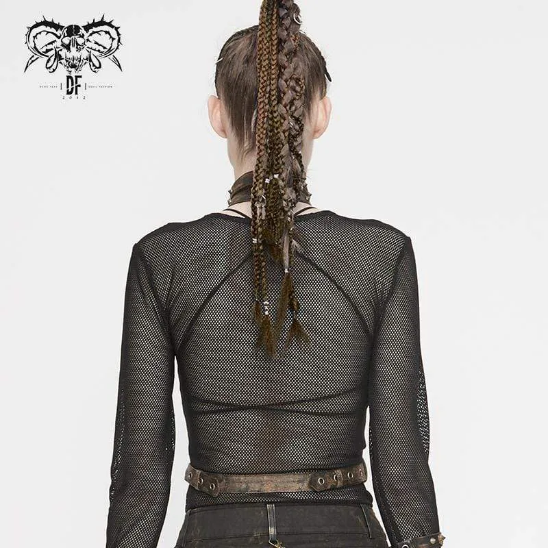 Steampunk Brown Body Harness für Damen mit Messingkette