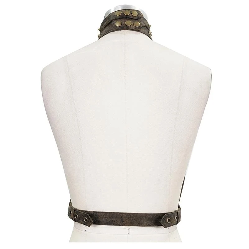 Steampunk Brown Body Harness für Damen mit Messingkette