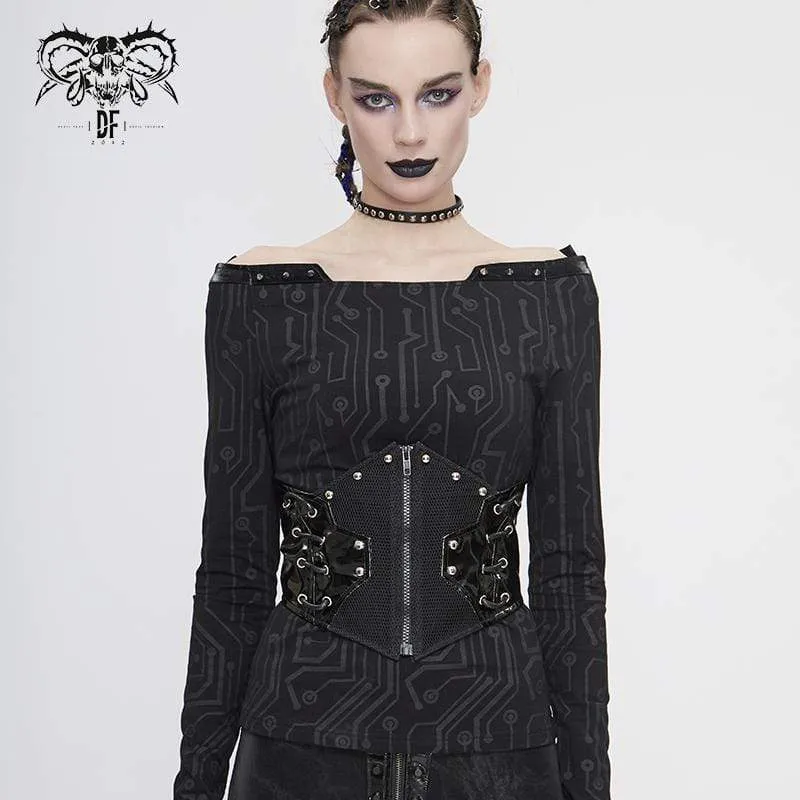 Damen Gothic Black Underbust PU Leder Korsettgürtel