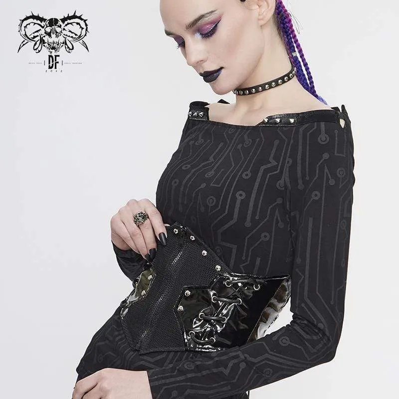 Damen Gothic Black Underbust PU Leder Korsettgürtel