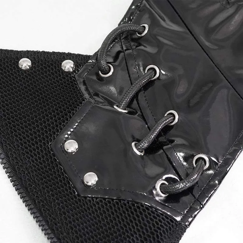 Damen Gothic Black Underbust PU Leder Korsettgürtel